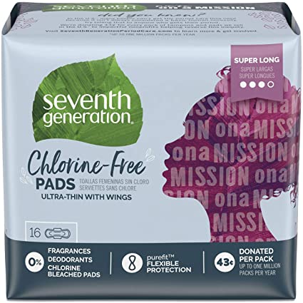 Seventh Generation Chlorine Free Pads - Ultra Thin with Wings - Super Long 16pads
