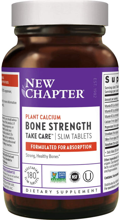 New Chapter Bone Strength Slim Tabs Plant Sourced Calcium, NOT Limestone With Vitamins D3 & K2 60 TABS
