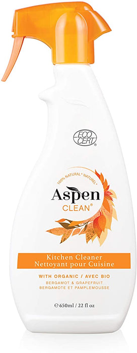 AspenClean 100% Natural Organic Kitchen Cleaner - Bergamot & Grapefruit scent 650ml