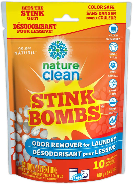 Nature Clean Stink Bombs Odor Remover for Laundry 10 Pack