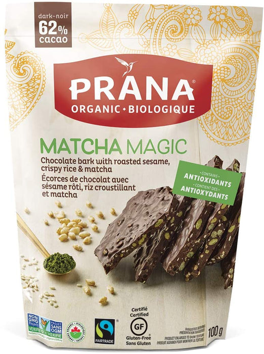 Prana Organic Matcha Magic Chocolate Bark with Roasted Sesame 100g