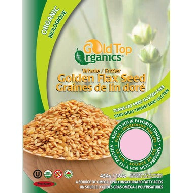 Gold Top Organics Whole Golden Flax Seed - Source of Omega 3 454g