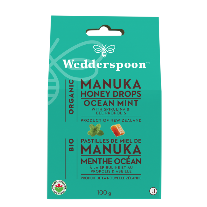 Wedderspoon Manuka Honey Ocean Mint Lozenges Organic - With Spirulina & Bea Propolis 100g
