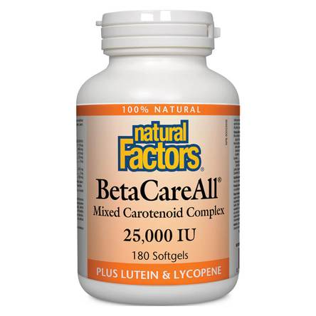 Natural Factors - BetaCareAll Mixed Carotenoid Complex ( 25,000 IU) with Lutein and Lycopene 180gcap