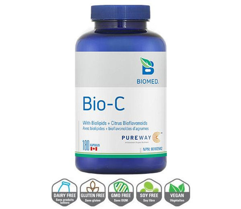 BioMed Bio-C with Biolipids & Citrus Bioflavonoids - Helps to Support Immune Function and Prevent  Vitamin C Deficiency. 180vegicaps