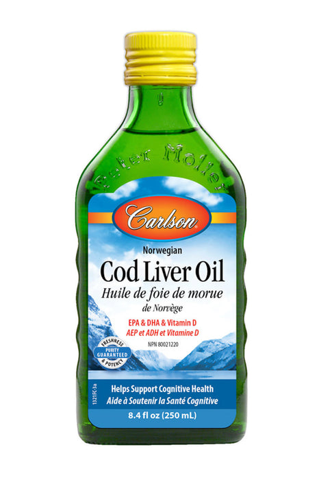 Carlson Norwegian Cod Liver Oil Unflavoured - Helps Support Cognitive Health 250ml