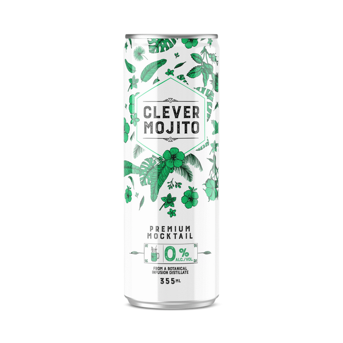 Clever Mojito Non-Alcoholic Mocktail Premium, 0% Alcohol 355ml