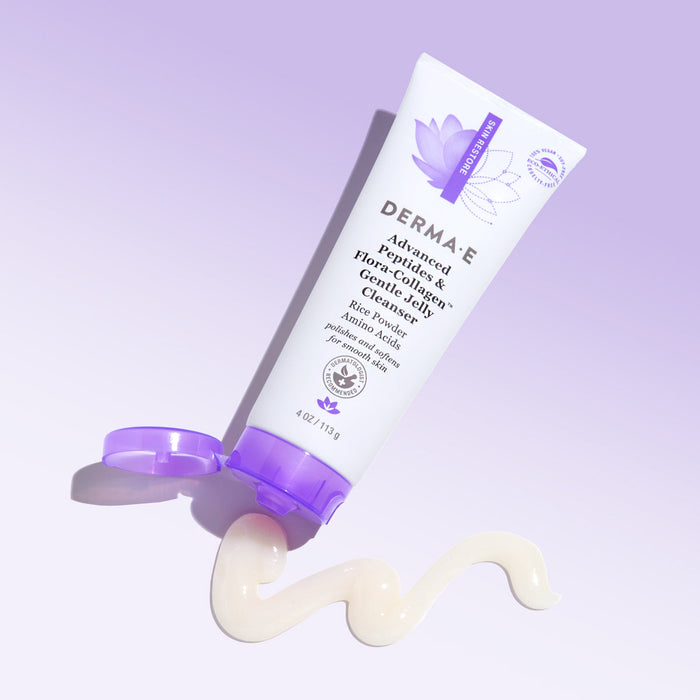 Derma E Advanced Peptides & Flora Collagen Gentle Gelly Cleanser - Formulated with Flora-Collagen, Rice Peptides and Rice Powder to Help Polish the Look of Dull Skin and Improve Elasticity. 113g