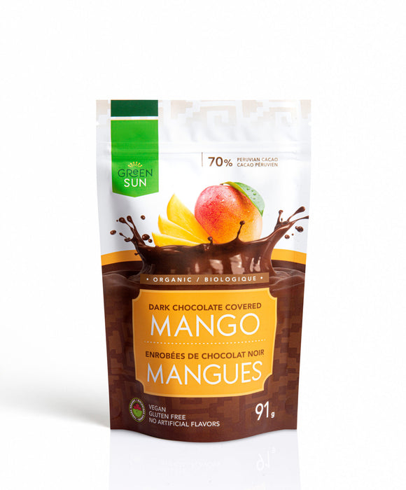 Green Sun Organic Dark Chocolate Covered Mango 91g