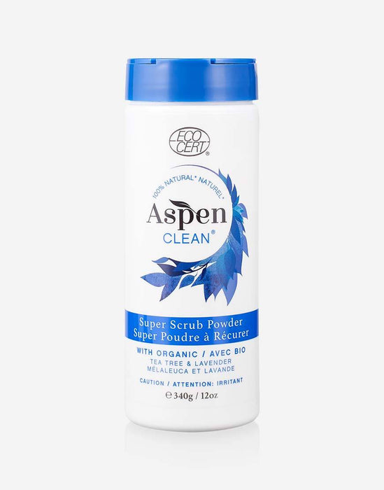 AspenClean 100% Natural Super Scrub Powder With Organic Tea Tree & Lavender 340g