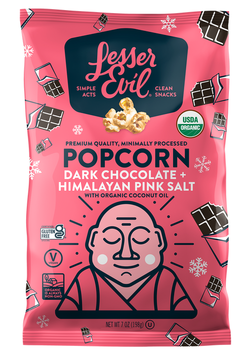 Lesser Evil Dark Chocolate + Himalayan Sea Salt Popcorn Organic - Gluten Free, Vegan, Air-Popped 198g