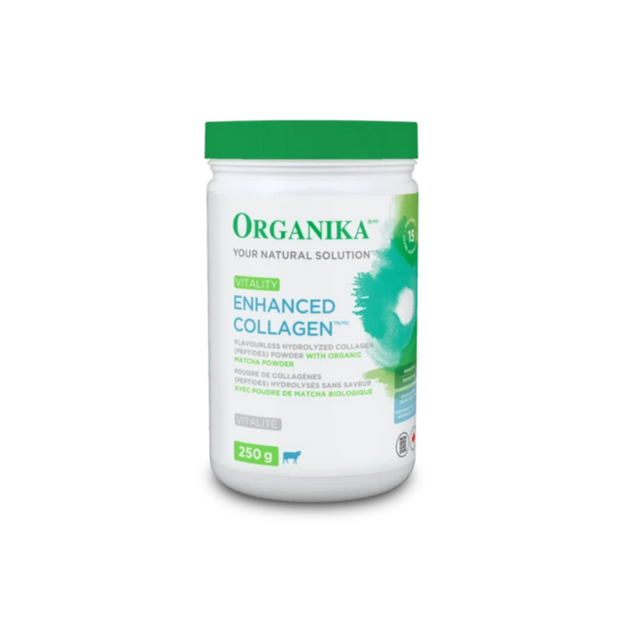 Organika Enhanced Collagen Vitality with Matcha Green Tea Powder - Helps Support Healthy Skin. 250g