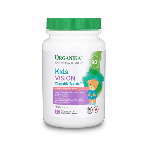 Organika Kids Vision Strawberry Chewable Tablets -Helps to Support Eyesight, Immune Fuction and General Health 90chewables