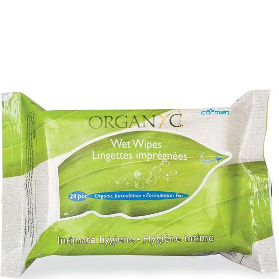 Organyc Intimate Wet Wipes - Fragrance Free Organic Formula for Sensitive Skin 20wipes