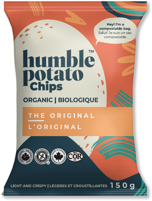 Humble Potato Chips The Original Organic - Gluten Free, Made in Canada, Compostable Bag. 150g