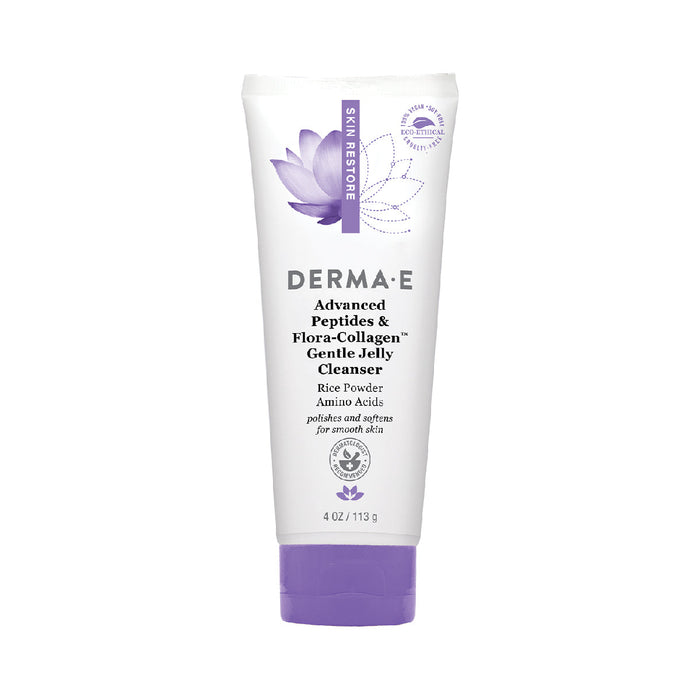 Derma E Advanced Peptides & Flora Collagen Gentle Gelly Cleanser - Formulated with Flora-Collagen, Rice Peptides and Rice Powder to Help Polish the Look of Dull Skin and Improve Elasticity. 113g