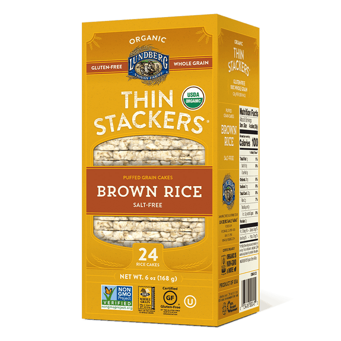 Lundberg Thin Stackers - Organic, Gluten Free - Brown Rice Salt Free 167g