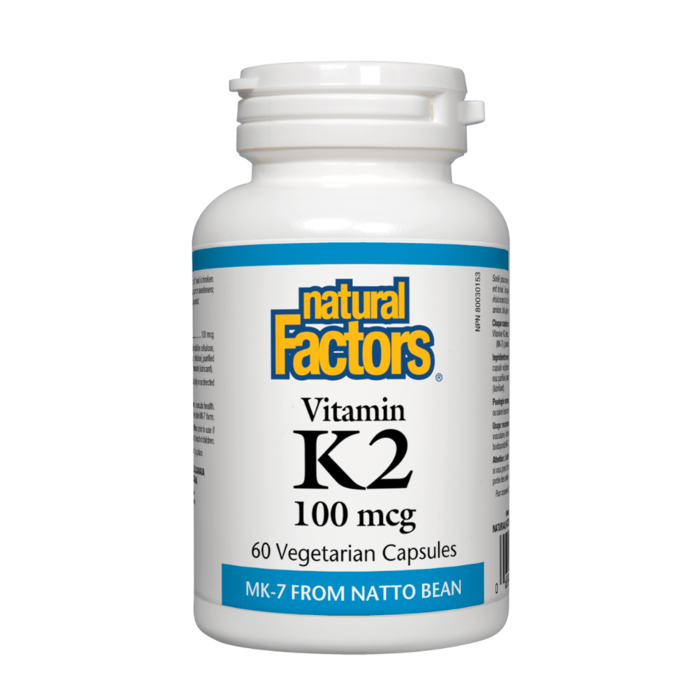 Natural Factors Vitamin K2 100mcg - MK-7 From Natto Bean 60 Vegecaps