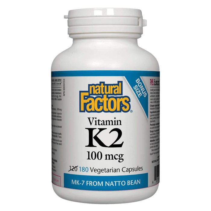 Natural Factors Vitamin K2 100 mcg Bonus 180 Capsules