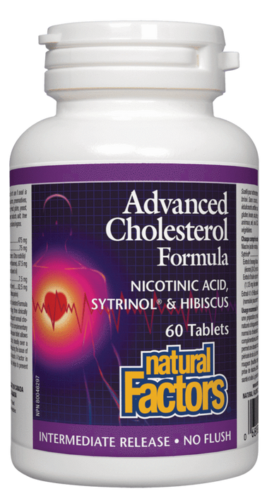 Natural Factors Advanced Cholesterol - Nicotinic Acid, Sytrinol & Hibiscus 60 Tablets