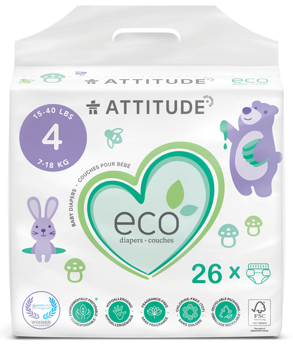 Attitude Eco Baby Diapers 7-18kg26pa