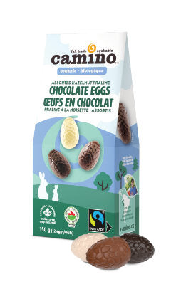 Camino Assorted Hazelnut Praline Chocolate Eggs, Organic 150g