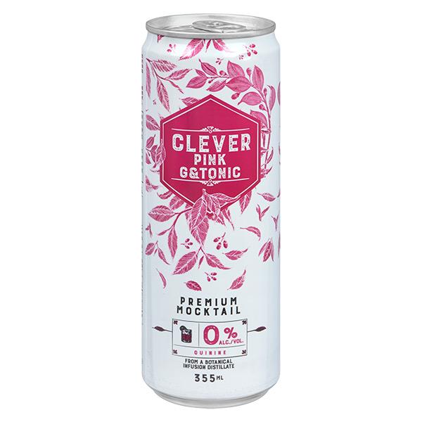 Clever Pink G&Tonic Premium Non-Alcoholic Mocktail 355ml