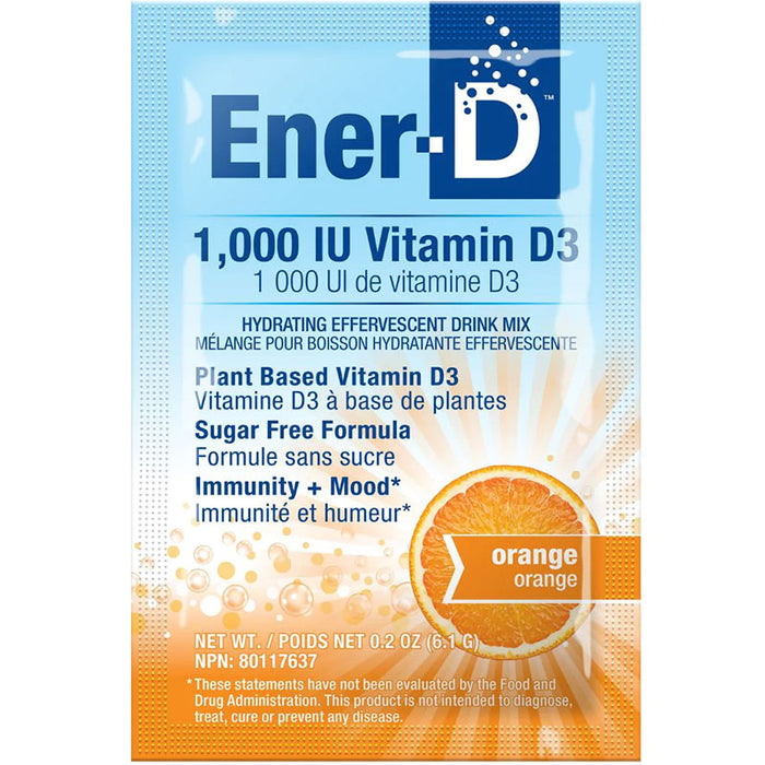 Ener-D Plant Based Vitamin D3 Hydrating Drink Mix Orange - 1,000IU 24 Packets