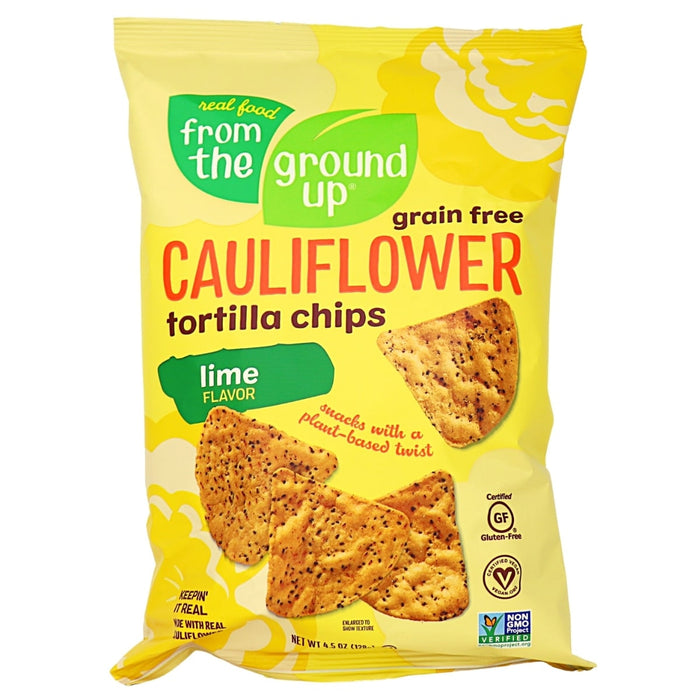 From The Ground Up Grain Free Cauliflower Tortilla Chips Lime Flavour 128g