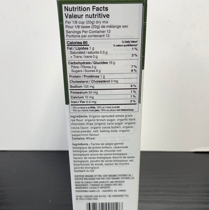 Second Spring Sprouted Chocolate Peppermint Cookie Mix Organic - Canadian Grown Sprouted Rye Flour 245g