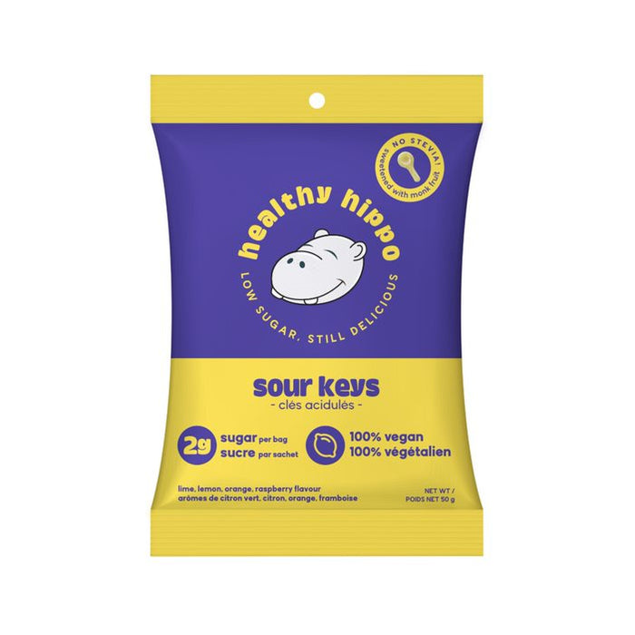 Healthy Hippo 100% Vegan Sour Keys - Sweetened With Monk Fruit 50g