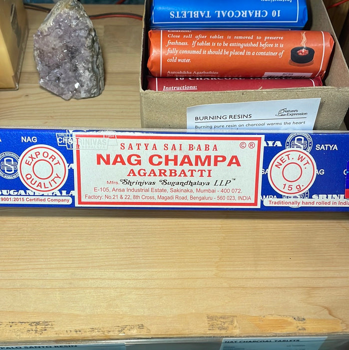 Satya Nag Champa Agarbatti Incense Sticks - Natural, Hand Rolled 15g