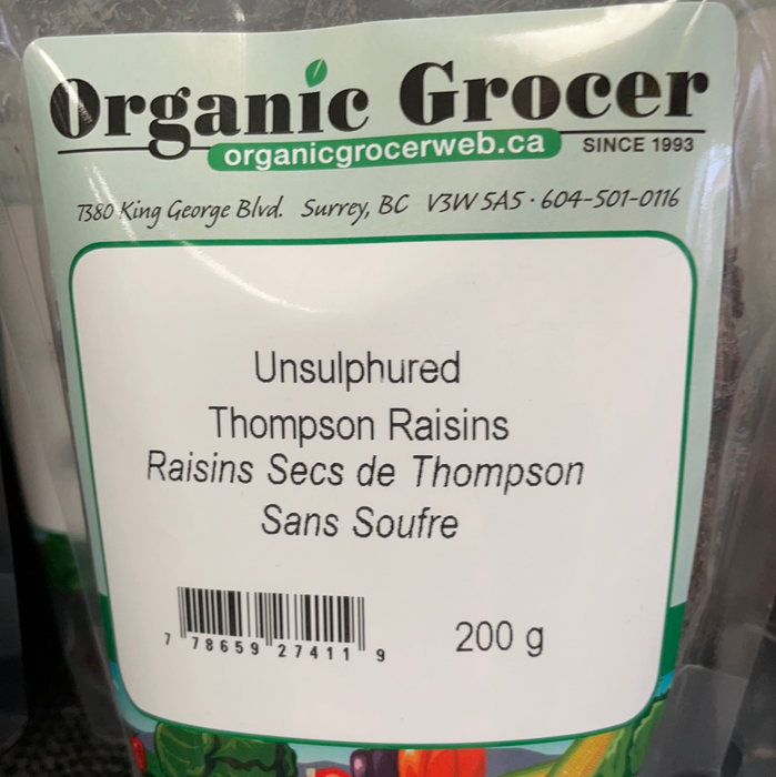 Organic Grocer Unsulphured Thompson Raisins 200g