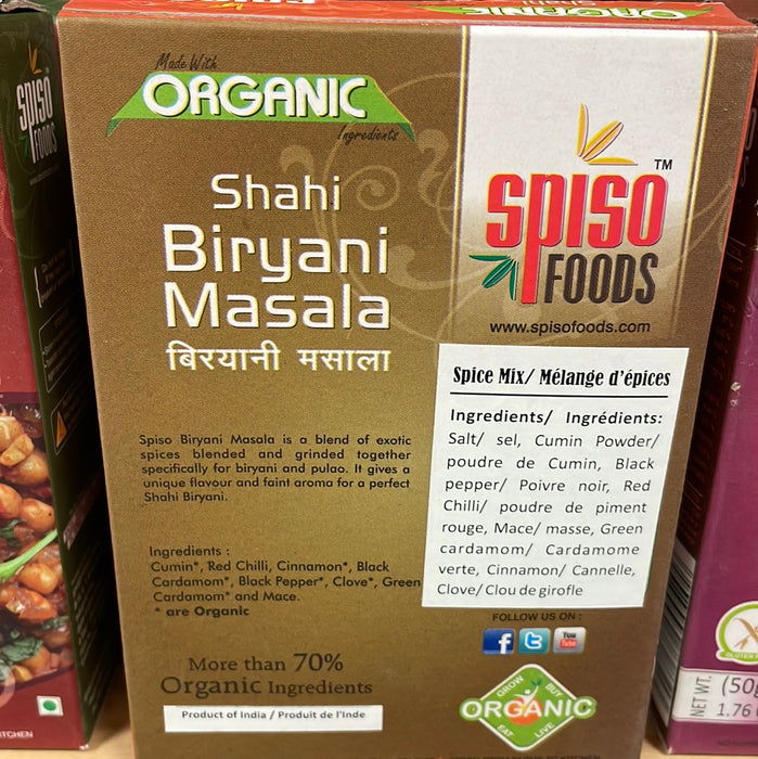 Spiso Foods Shahi Biryani Masala Organic - Spice Blend 50g