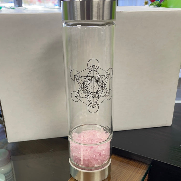 Rose Quartz Crystal Infuser Water Bottle 500ml 1each