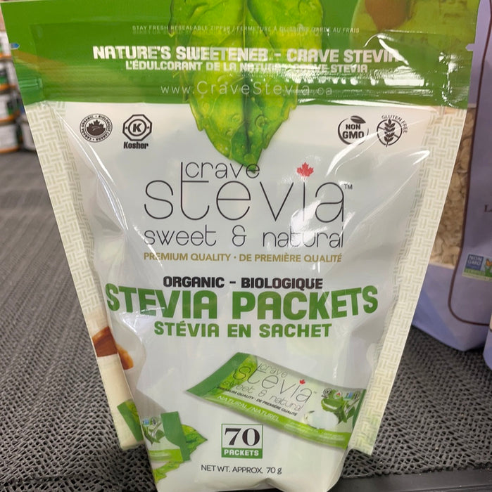 Crave Stevia Powder Packets Organic 70packets