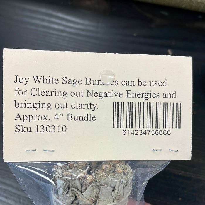 Joy White Sage Incense Wand with Carnation Petals, Mini Yellow Daisy & Green Morton Leaves 4"wand