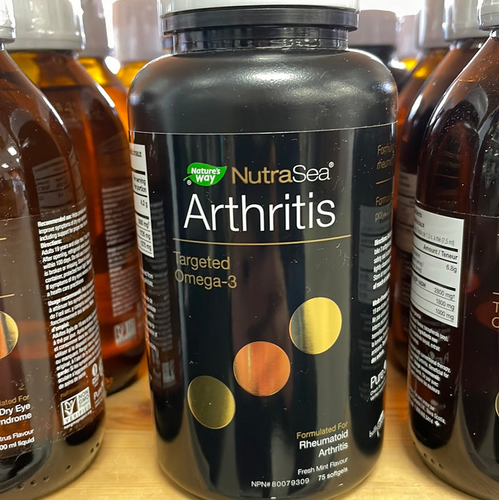 NutraSea Arthritis Targeted Omega-3 Fresh Mint Flavour - Formulated for Rheumatoid Arthritis 75softgels
