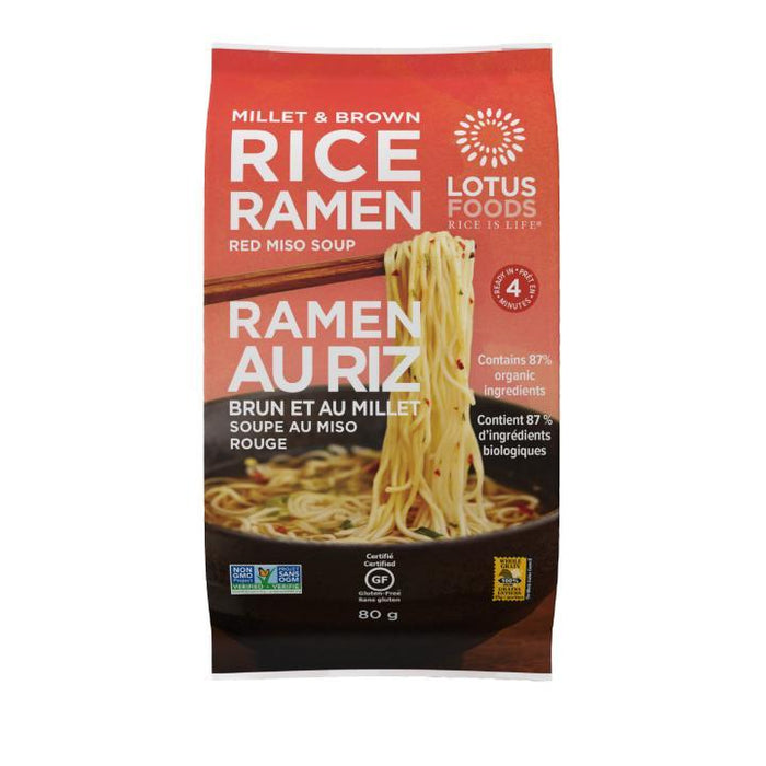 Lotus Foods Millet & Brown Rice Ramen - Red Miso Soup 80g