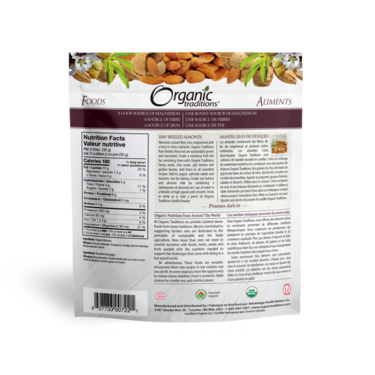 Organic Traditions Raw Shelled Almonds  227g