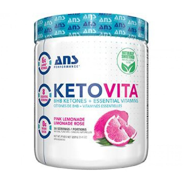 ANS KetoVita Powder Mix Pink Lemonade Flavour - BHB Ketones + Essential Vitamins 237g